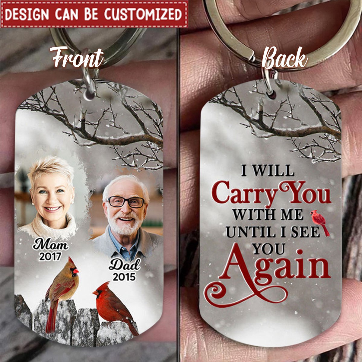 Memorial Cardinal Upload Photo Personalized Keychain