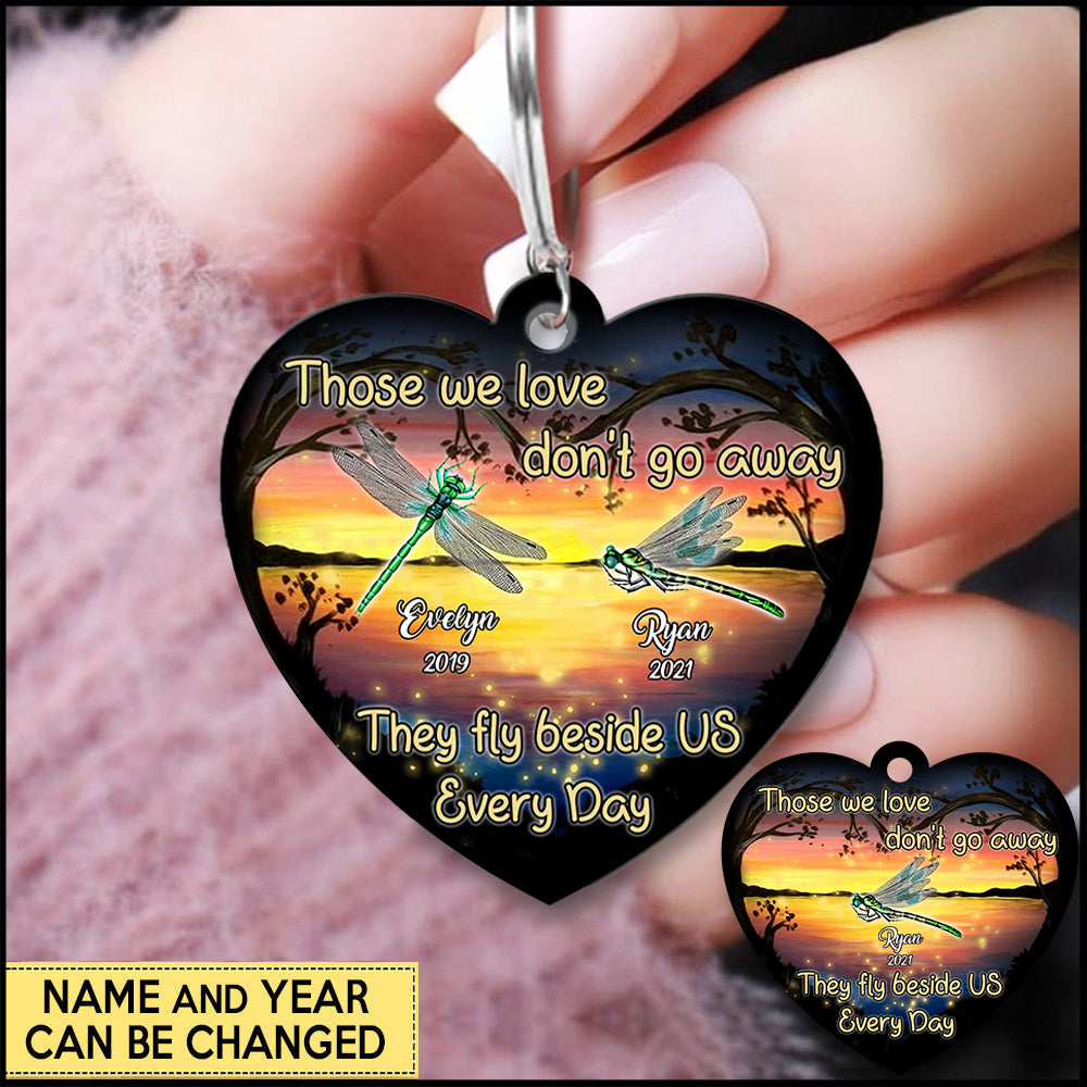 Those We Love Don't Go Away They Fly Beside Us Every Day Sunset Background Memorial Personalized Acrylic Keychain