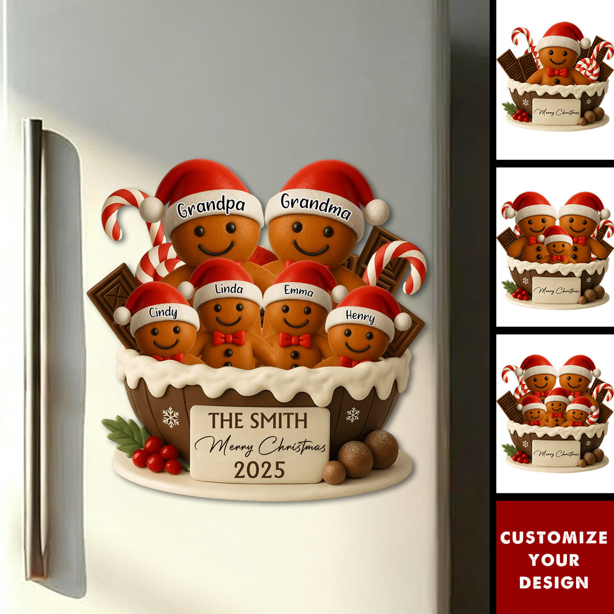 Merry Christmas Gingerbread Cookies - Personalized Family Decal
