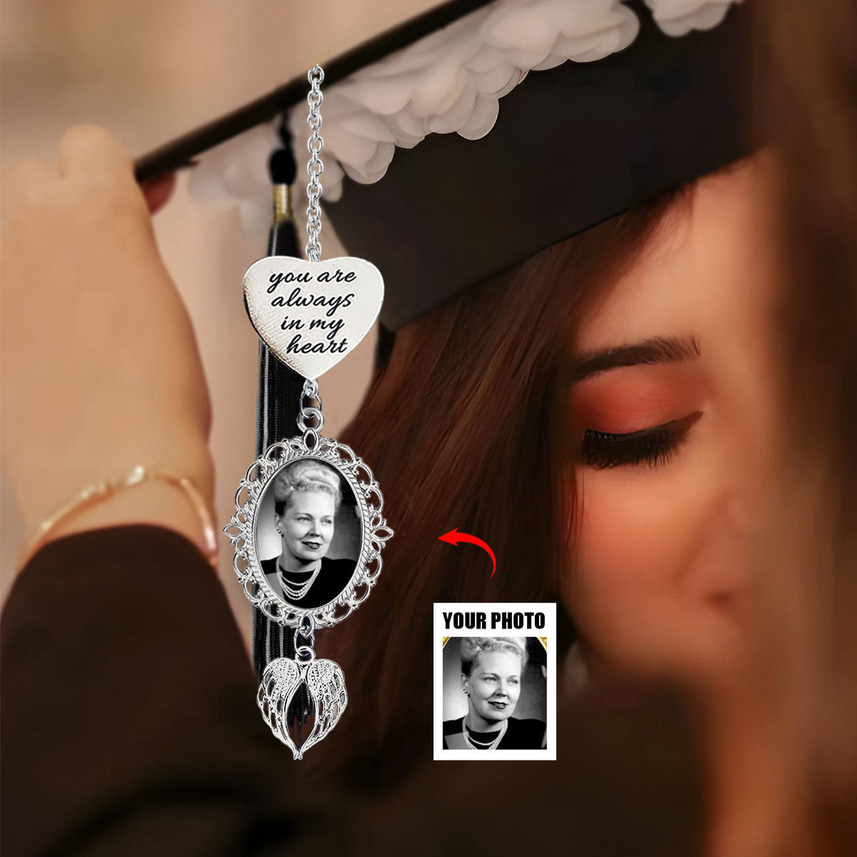 Personalized Graduation Tassel Photo Charm - You Are Always in My Heart