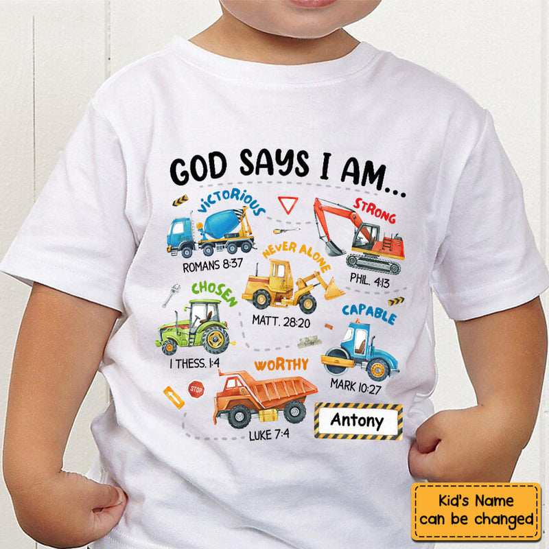 Gifts For Grandson Construction Machines I Am Kid T Shirt