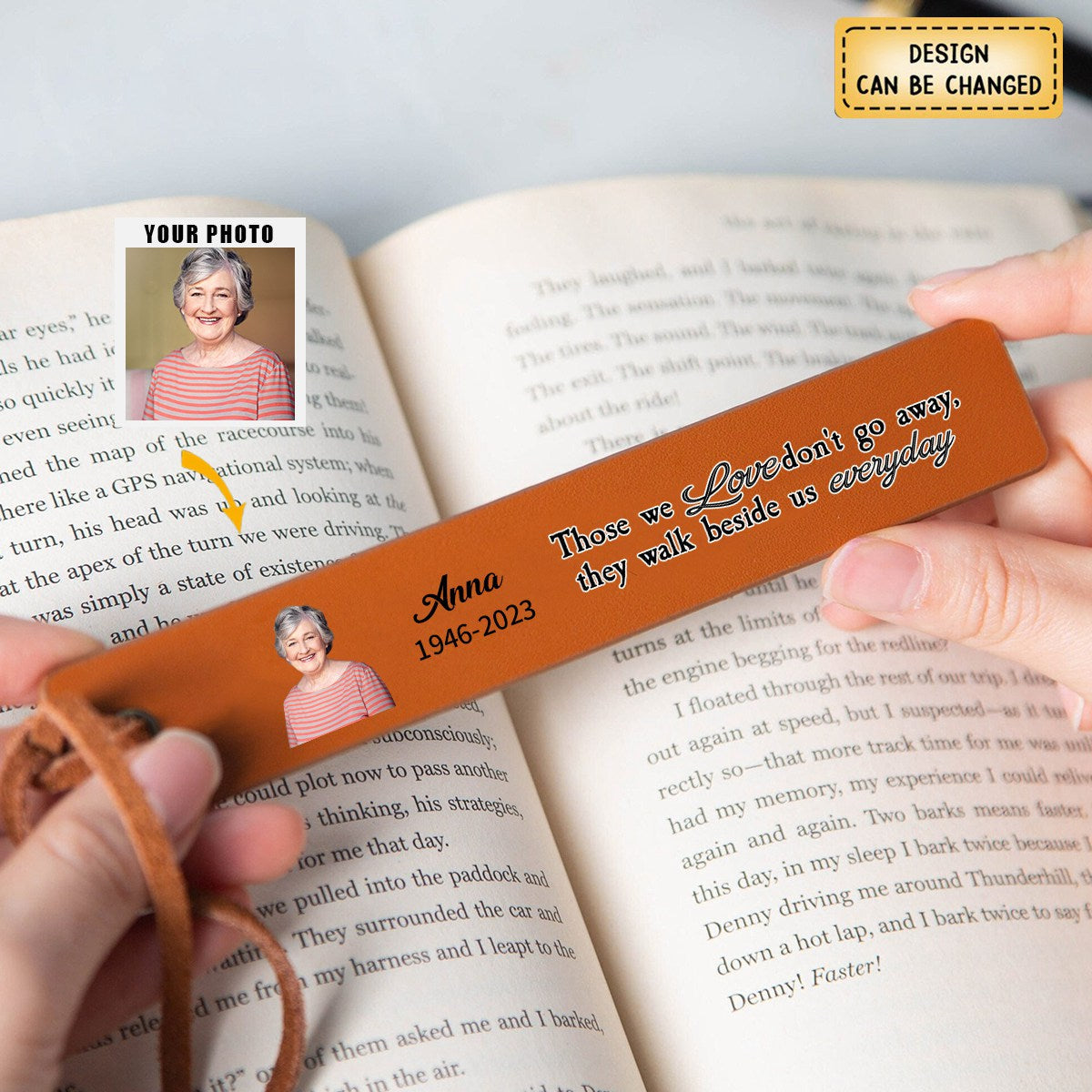 Memorial Upload Image Personalized Leather Bookmark