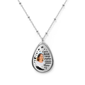 Personalized Memorial Elipse Shape Necklace I Will Carry You With Me Memorial Gift