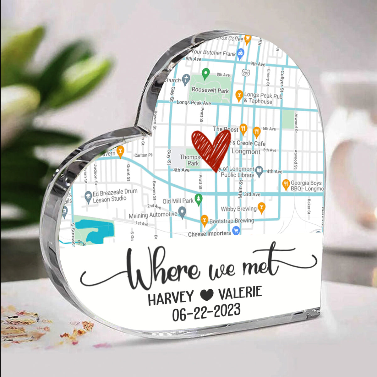 Where We Met - Couple Personalized Heart Acrylic Plaque