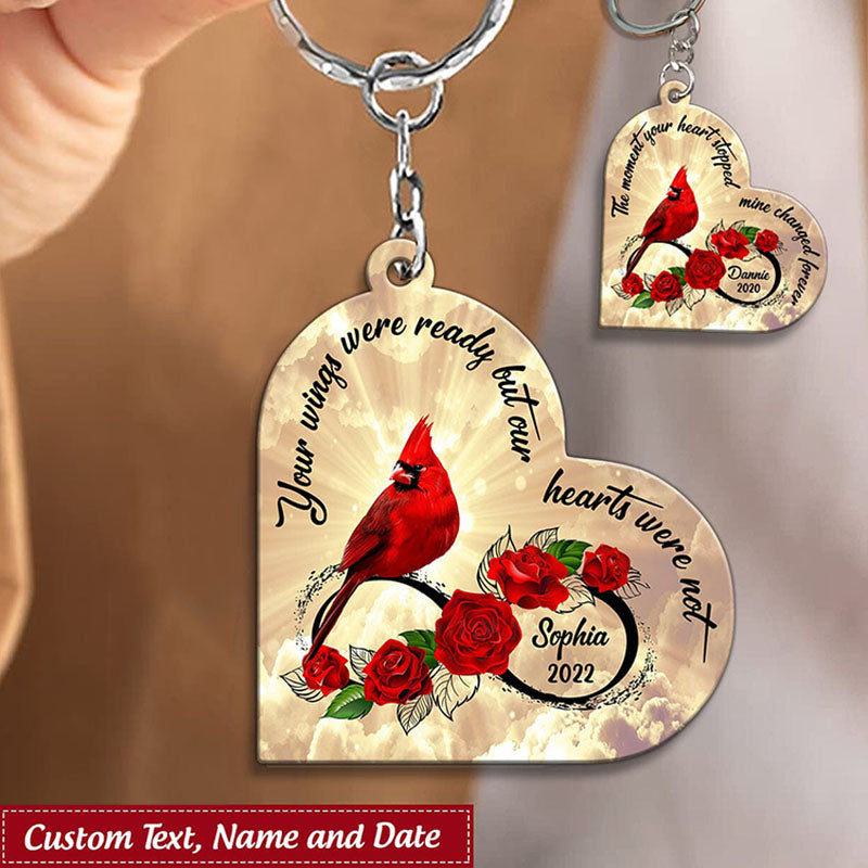 Cardinal Family Loss Custom Name & Date Infinite Love Memorial Gift Acrylic Keychain