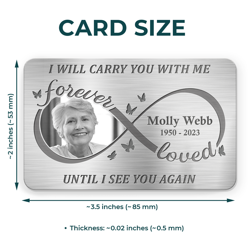 Custom Photo Always On My Mind Forever In My Heart - Memorial Personalized Custom Aluminum Wallet Card
