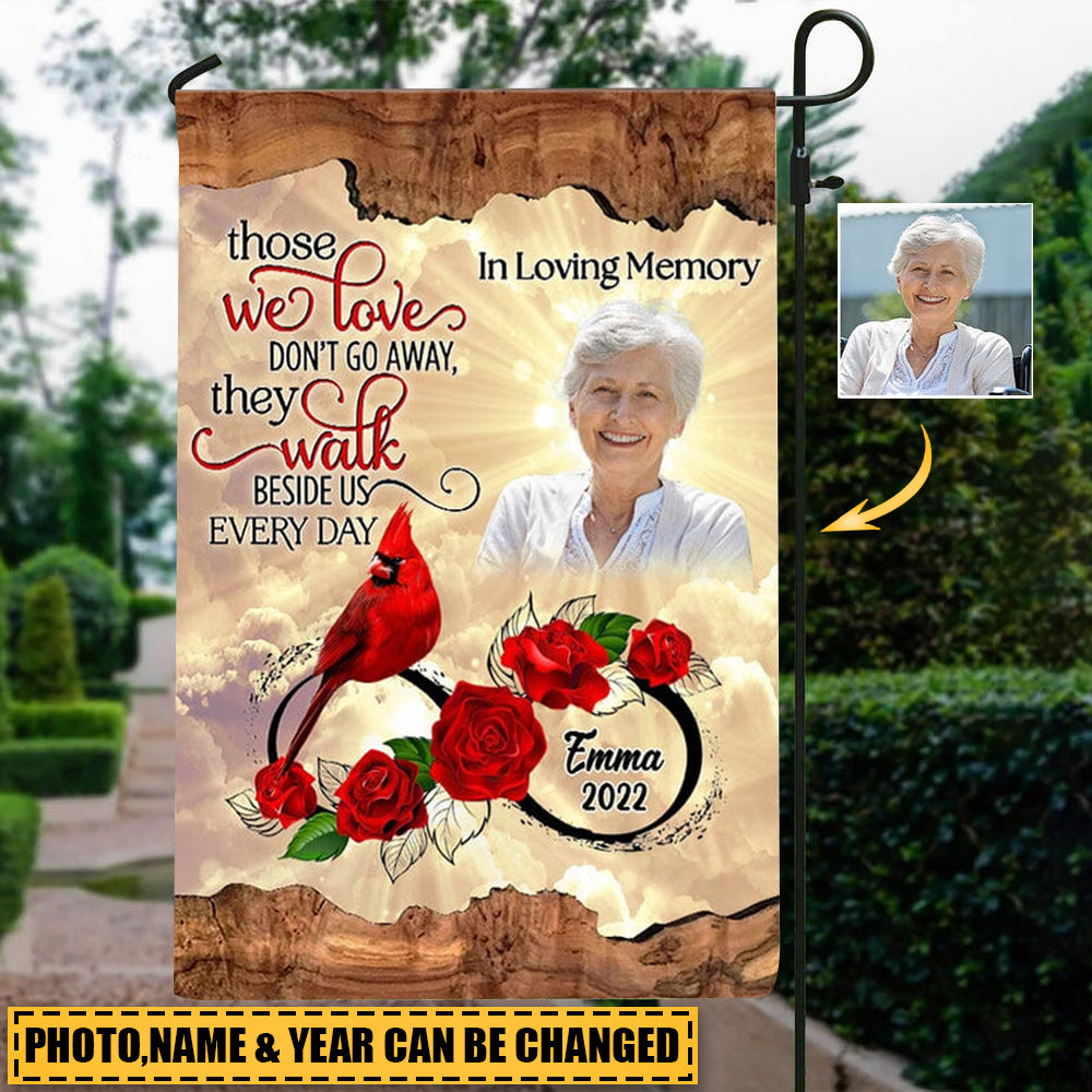 Personalized Upload Photo Family Loss Cardinal Rose Infinite Love Memorial Flag