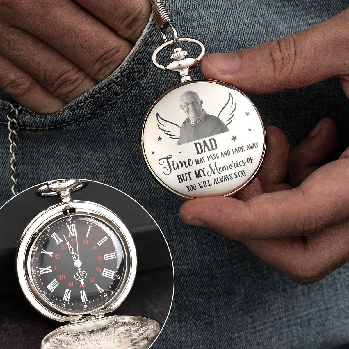 My Memories Of You Will Always Stay - Personalized Photo Pocket Watch