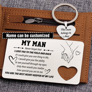 Personalised Wallet Card Insert And Heart Keychain Set - To My Man - You Are My Life
