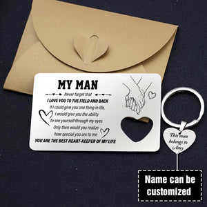 Personalized Wallet Card Insert And Heart Keychain Set - To My Man - You Are My Life