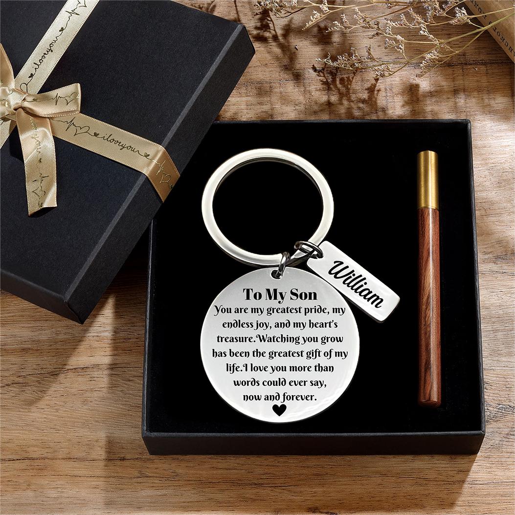 Personalized Custom Name To My Son Keychain - Birthday Gift To Son
