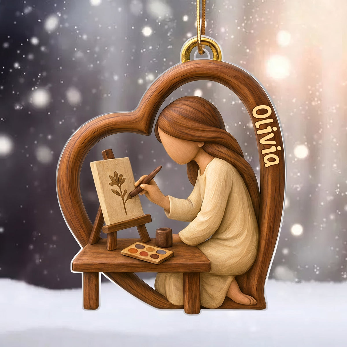 Personalized Girl Who Loves Painting Oranment – Inspiring Christmas Gift for Artists