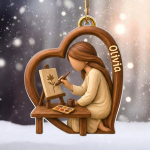 Personalized Girl Who Loves Painting Oranment – Inspiring Christmas Gift for Artists