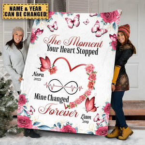 The Moment Your Heart Stopped, Mine Changed Forever Personalized Blanket