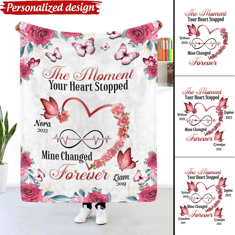 The Moment Your Heart Stopped, Mine Changed Forever Personalized Blanket