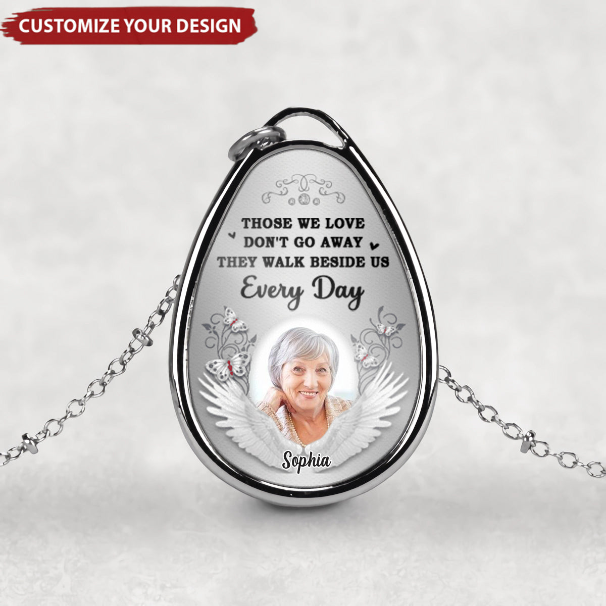 Personalized Memorial Elipse Shape Necklace I Will Carry You With Me Memorial Gift