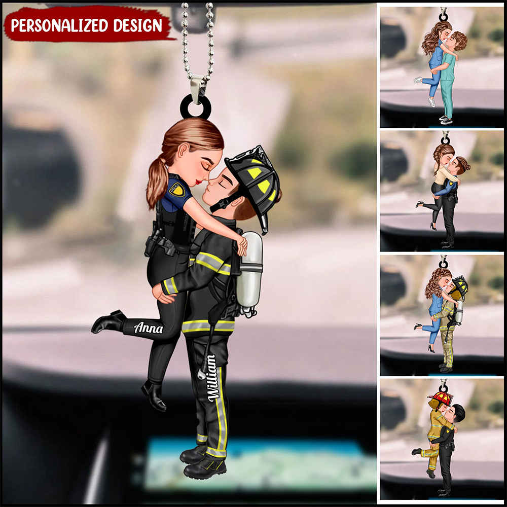 Personalized Couple Portrait, Firefighter, Nurse, Police Officer, Teacher Acrylic Ornament