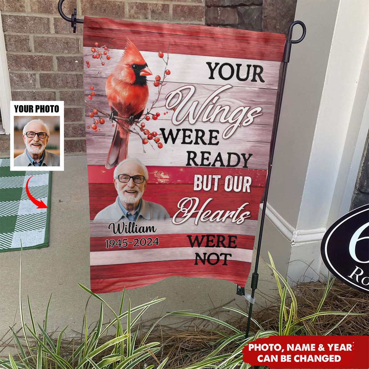 Personalized Memorial Cardinals Family Loss Custom Names Garden Flag Gift for your loved one