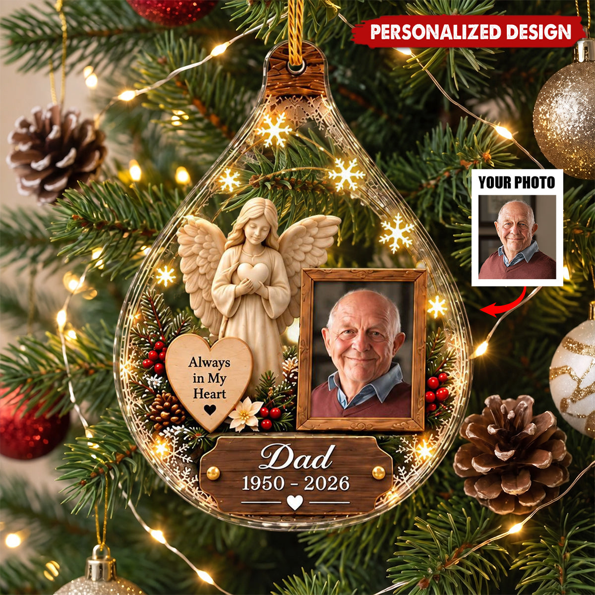 Personalized Memorial Christmas Ornament, Custom Photo Remembrance Keepsake