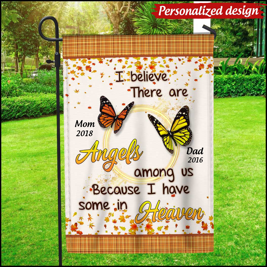 Personalized Memorial I Believe There Are Angles Among Us Garden Flag