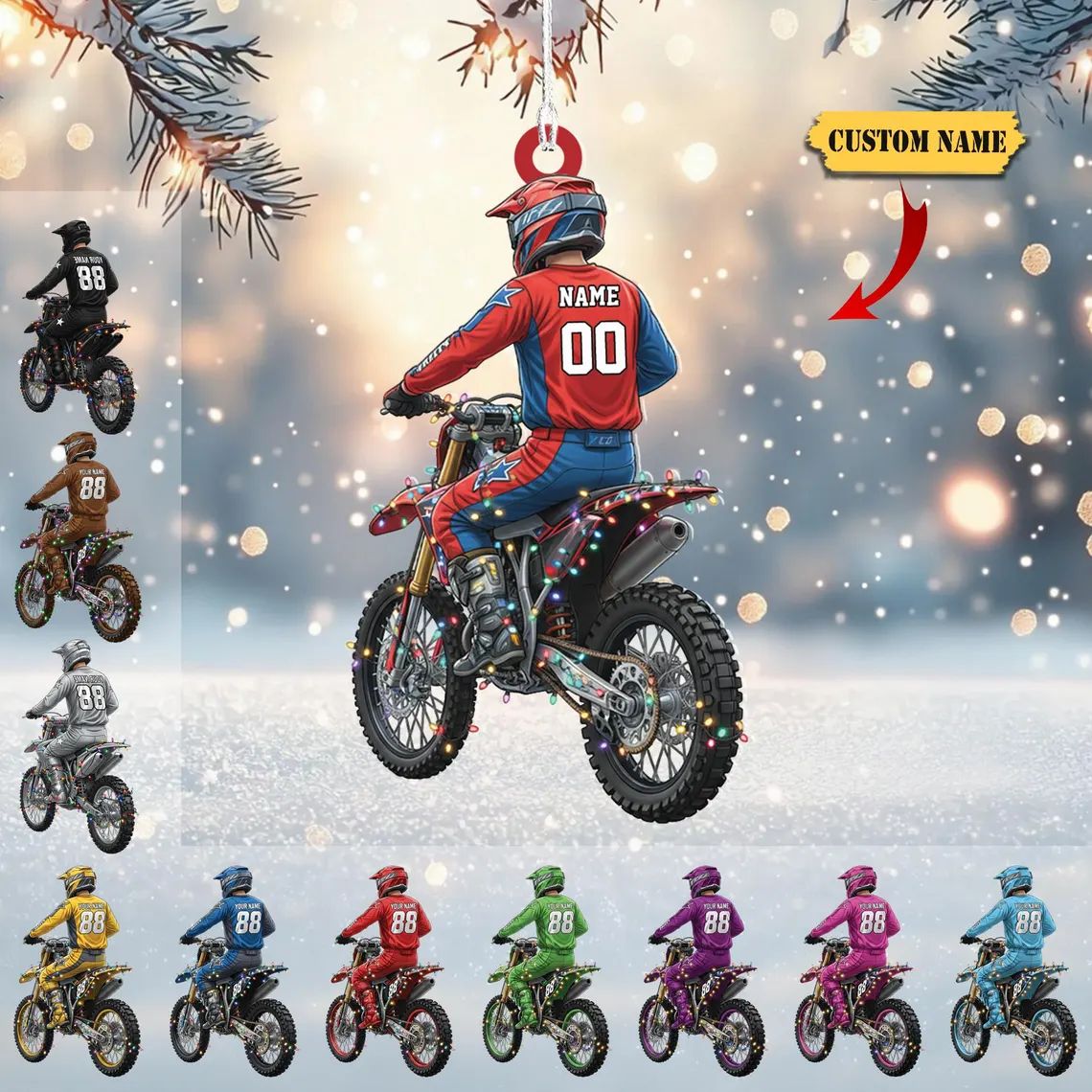 Personalized Motocross Christmas Ornament - Gift for Motorcycle Lover