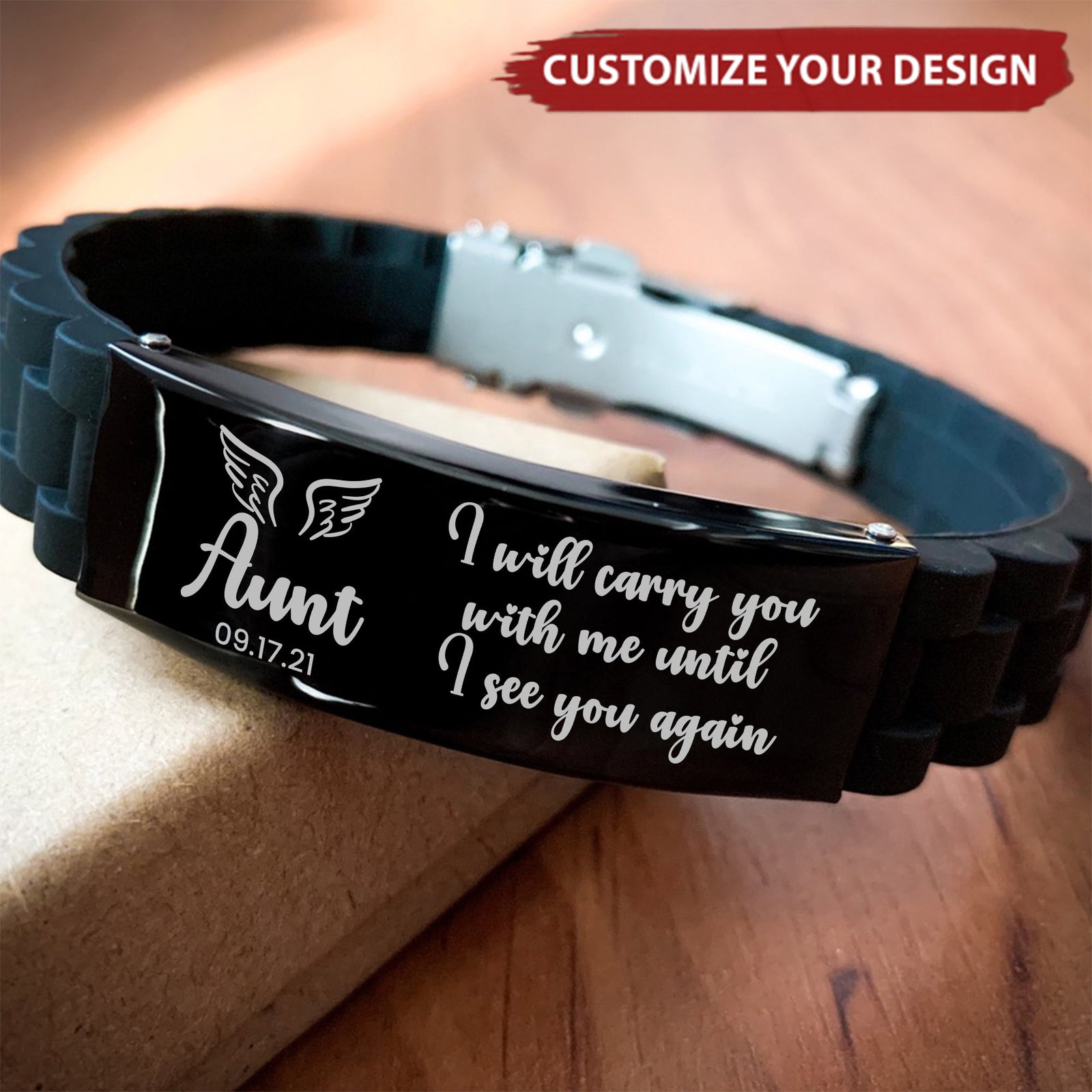 Personalized I Will Carry You With Me Til' I See You Again Memorial Gift Bracelet