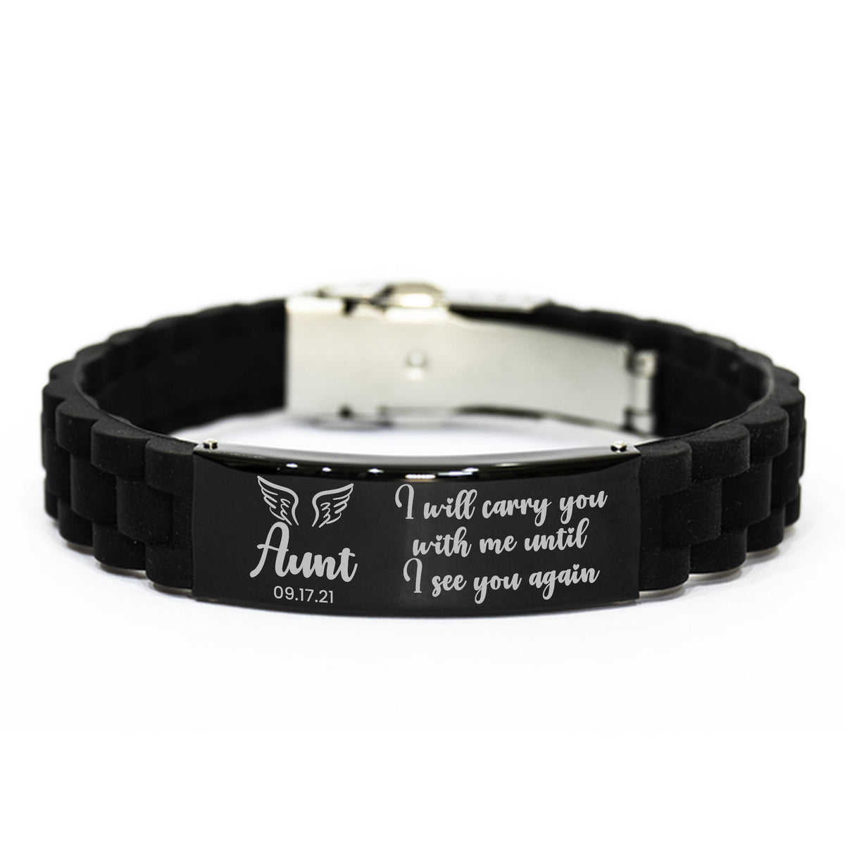 Personalized I Will Carry You With Me Til' I See You Again Memorial Gift Bracelet