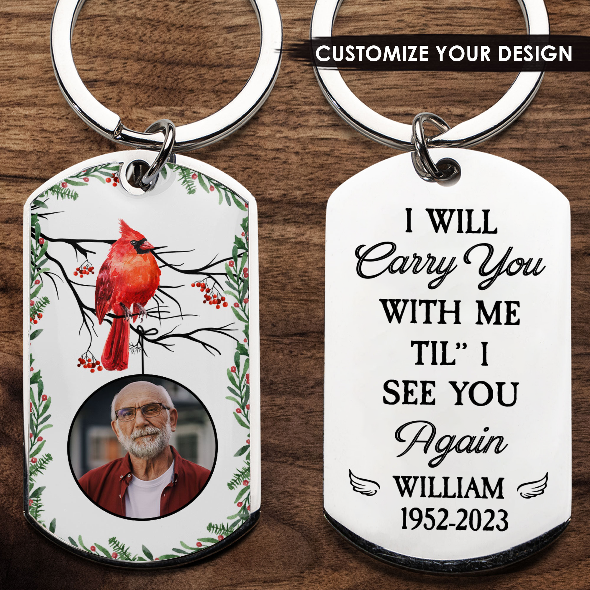 I Will Carry You With Me -Personalized Engraved Stainless Steel Keychain