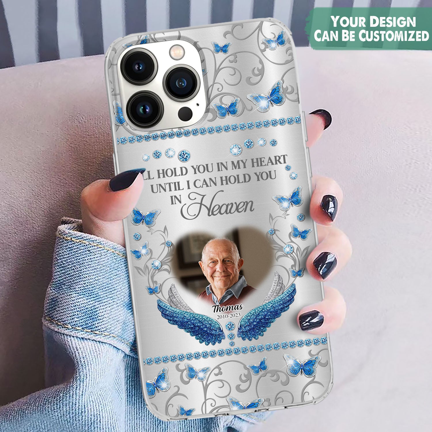 Custom Personalized Memorial Photo Phone Case - God Has You In His Arms I Have You In My Heart