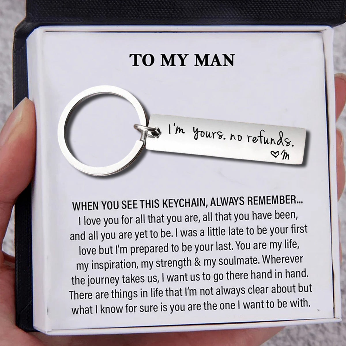 I m Yours No Refunds Funny Couple Keychain Personalized Initial Keycha i-m-yours-no-refunds-funny-couple-keychain-personalized-initial-keycha