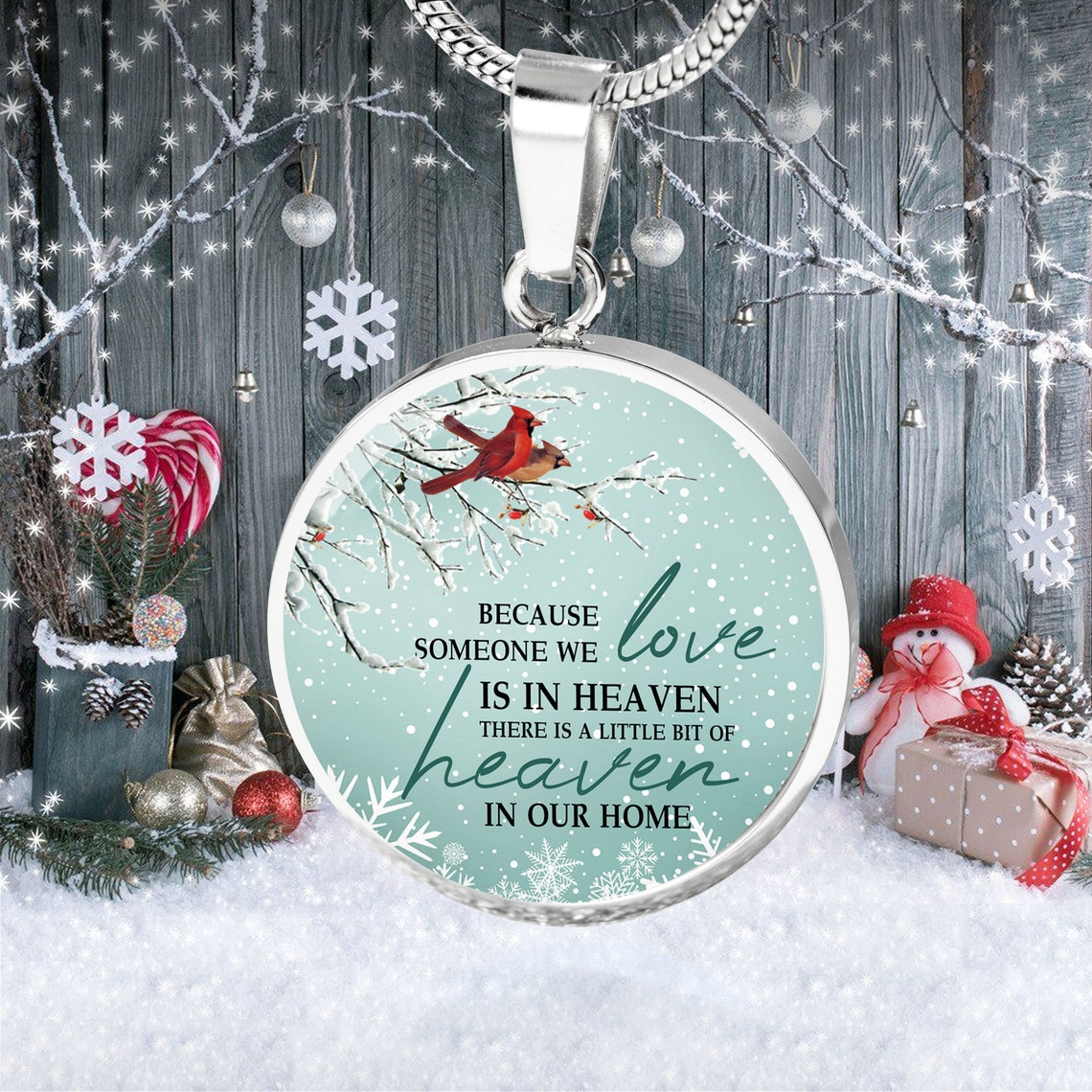 Memorial Cardinal Necklace - Circle Pendant Necklace