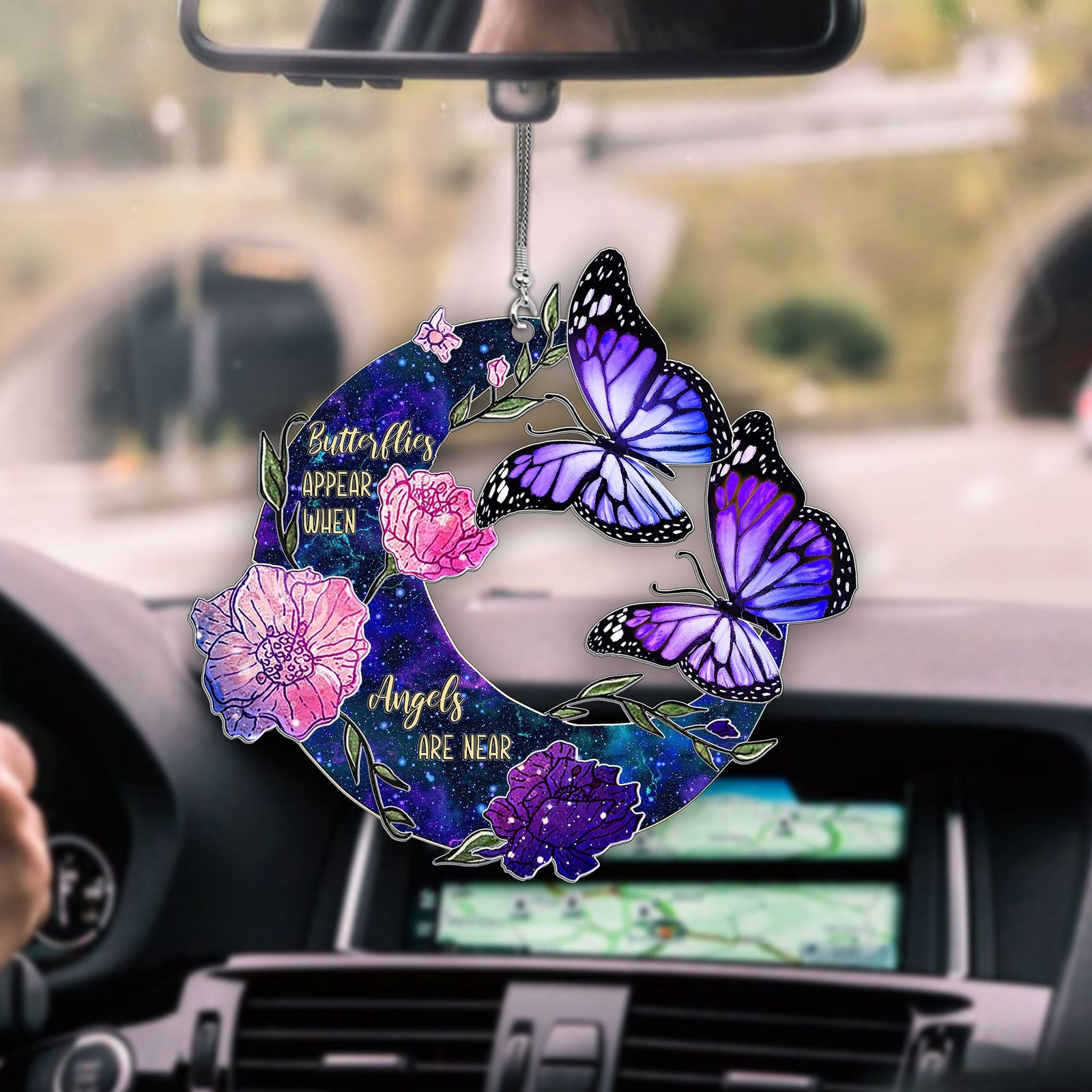 BUTTERFLY MEMORIAL CAR HANGING ORNAMENT