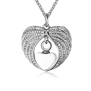 Heart Angel Wings Urn Ashes Necklace