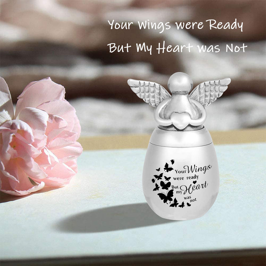 Mini Angel Butterfly Keepsake Urn for Ashes-Your Wings were Ready, But My Heart was Not