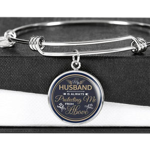 My Husband Is Always Protecting Me From Above Memorial Circle Necklace