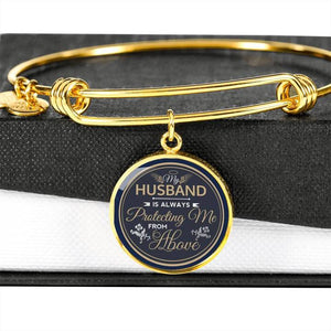 My Husband Is Always Protecting Me From Above Memorial Circle Necklace