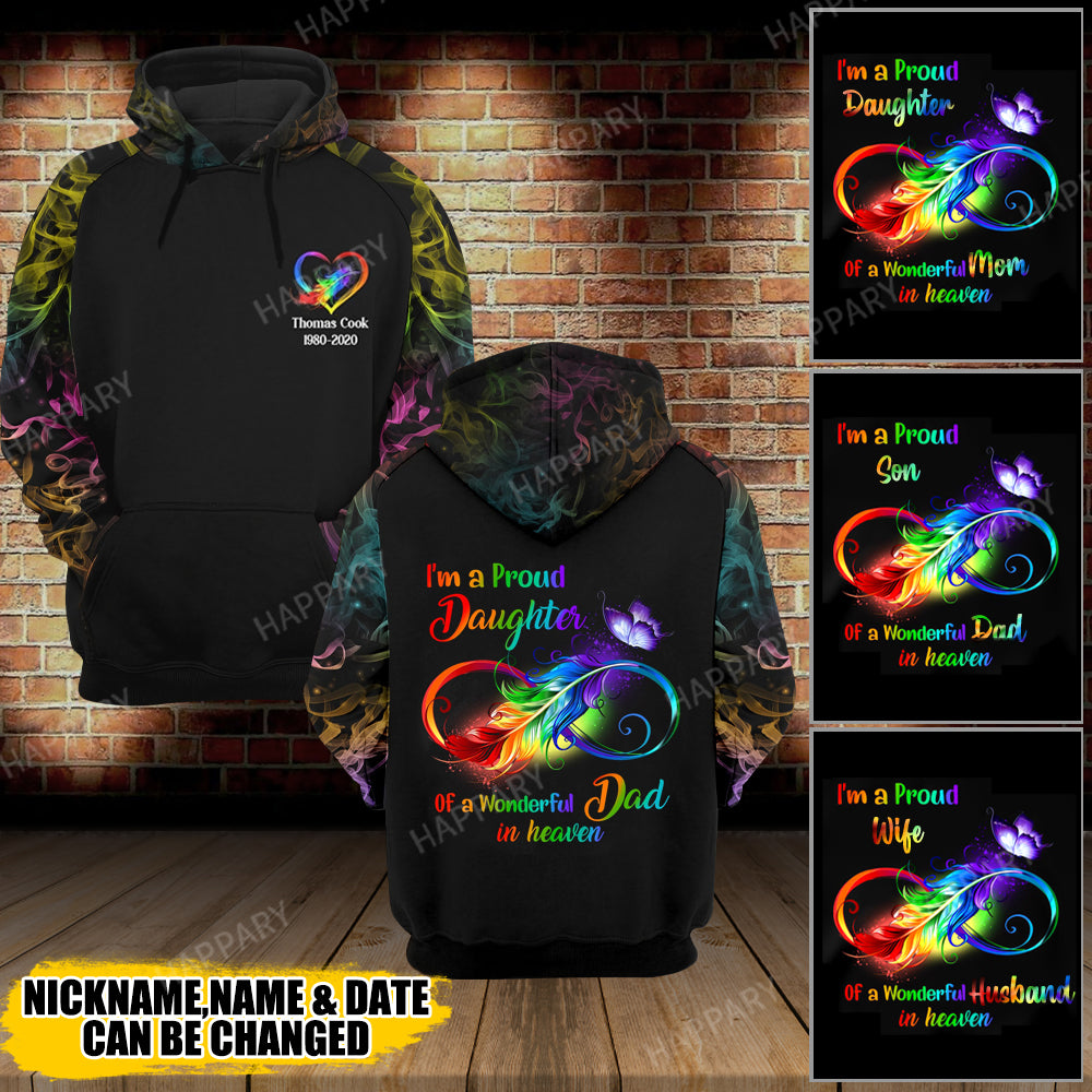 I'm a Proud Daughter Of a Wonderful Dad in Heaven Personalized All Over Print Hoodie