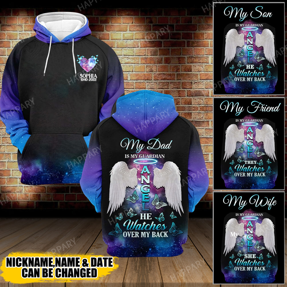 My Love Is My Guardian Angel Personalized All Over Print Hoodie