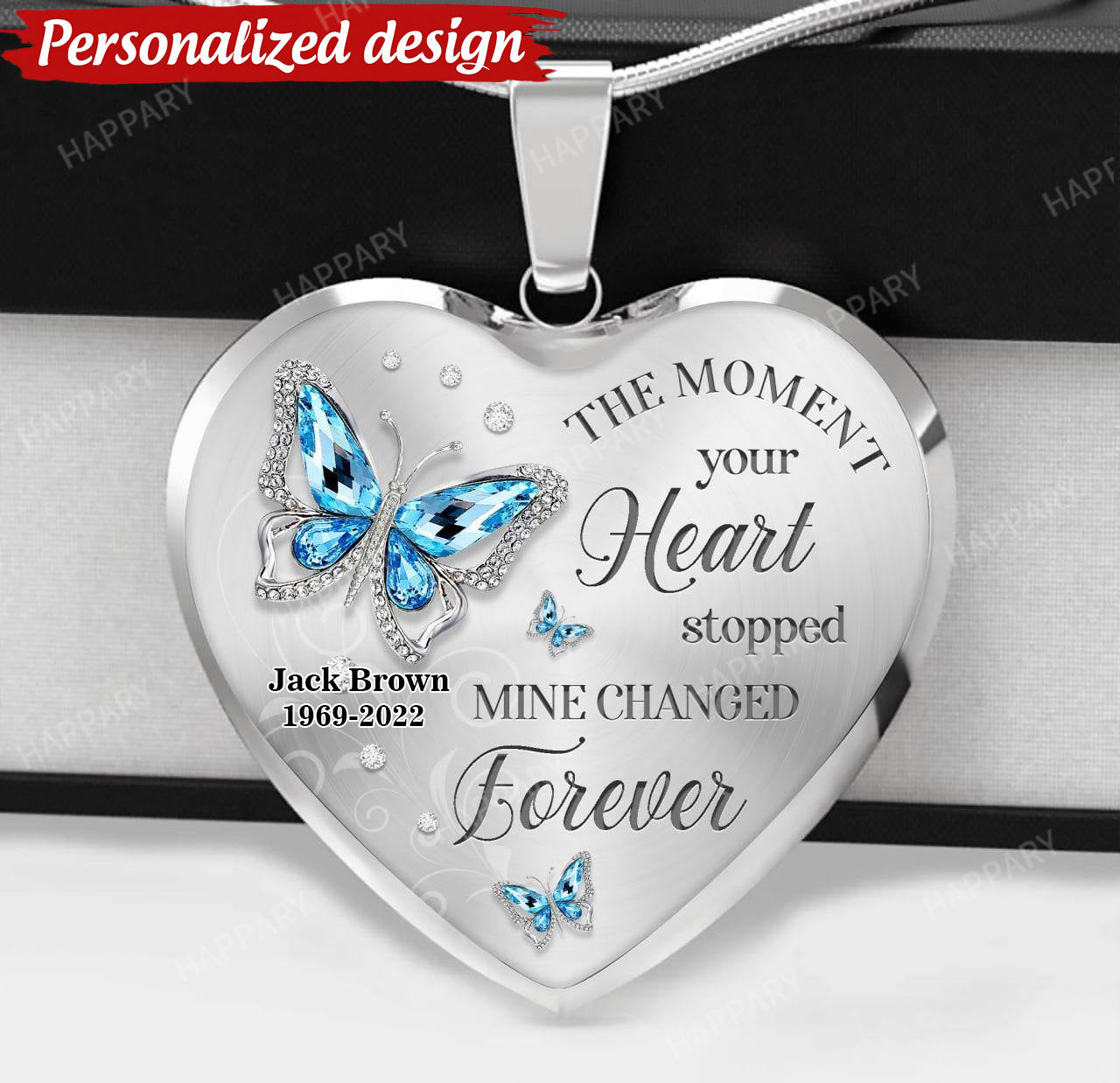 Personalized The Moment Your Heart Stopped, Mine Changed Forever Memorial Necklace