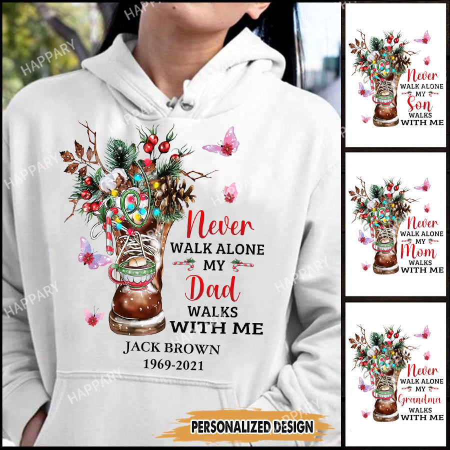 Never Walk Alone Christmas Gift Personalized All Over Print Hoodie