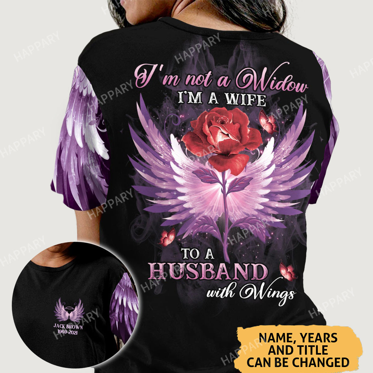 I'm Not a Widow I'm a Wife To a Husband With Wings - Personalized Memorial T-shirt
