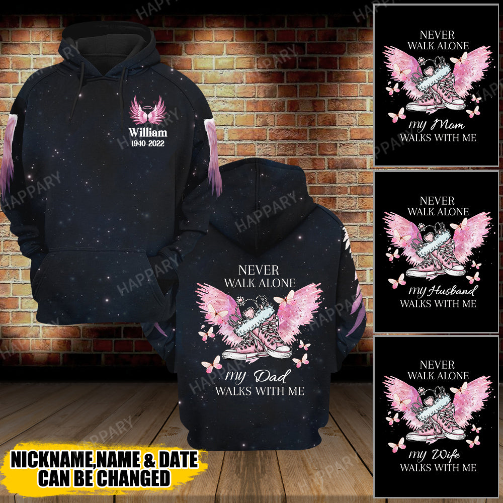 Angel Wings Shoes Never Walk Alone Personalized All Over Print Hoodie