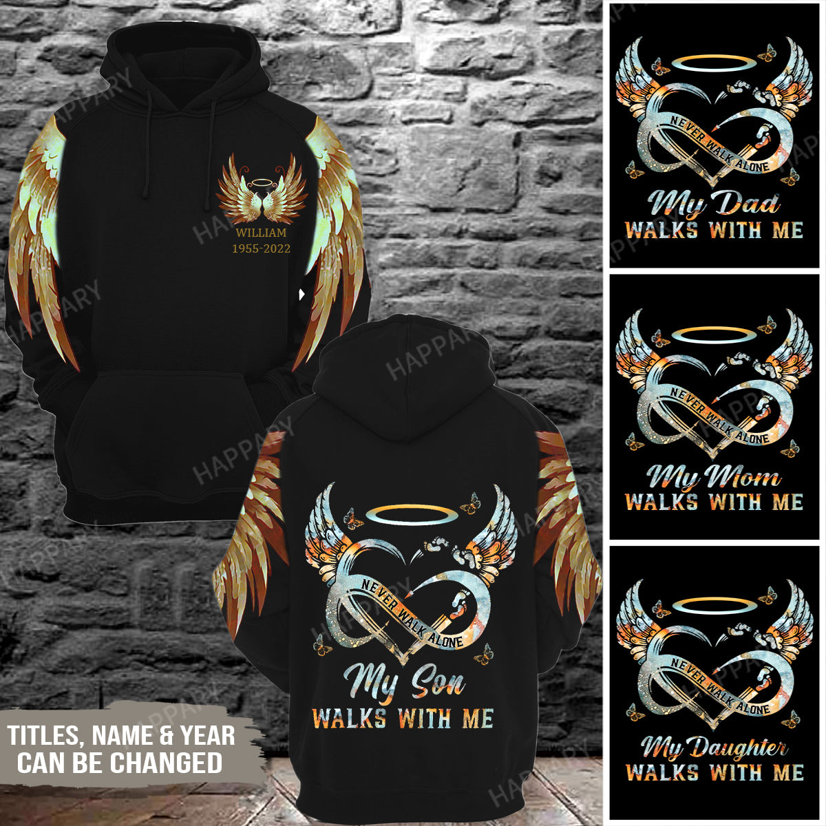 Never Walk Alone Memorial in Heaven Personalized All Over Print Hoodie