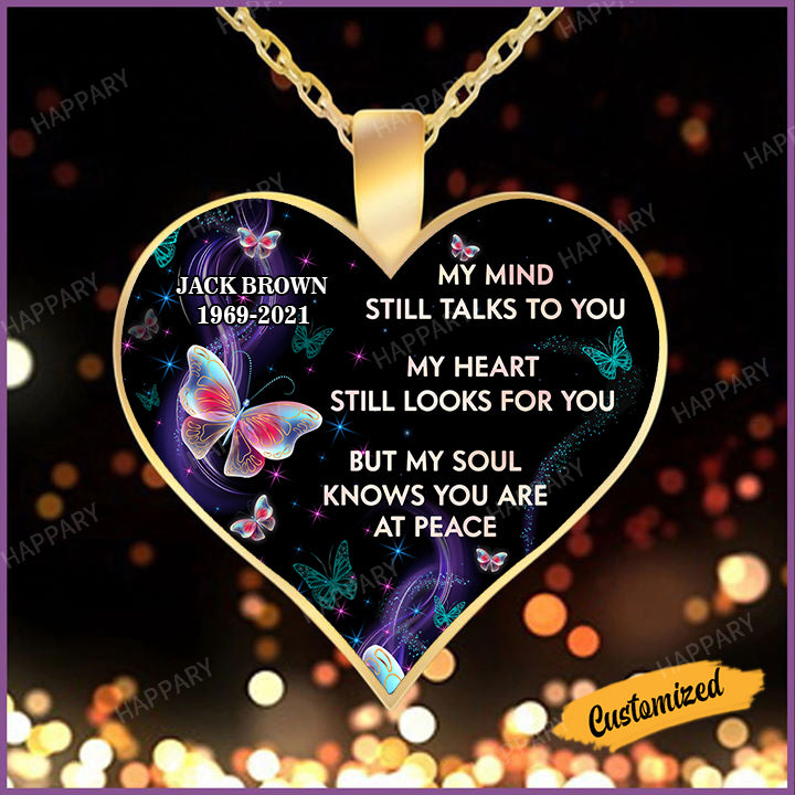 My Mind Still Talks To You Custom Name Personalized Heart Necklace