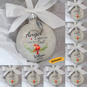 Personalized Commemorate Ornaments Feather Ball - Angel In Heaven Memorial Ornament