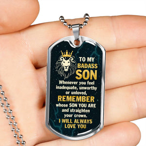 Lion To My Badass Son Dog Tag Necklace
