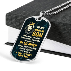 Lion To My Badass Son Dog Tag Necklace