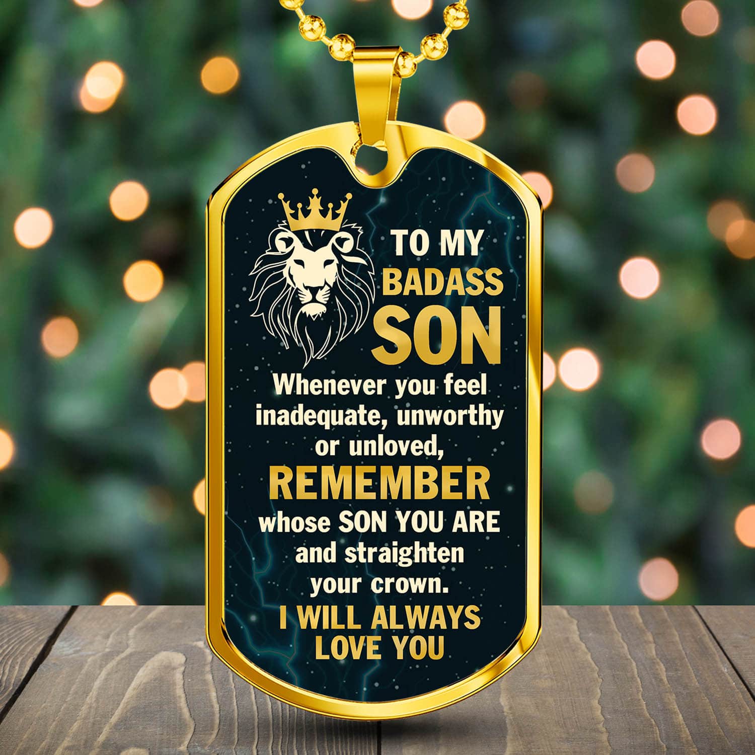 Lion To My Badass Son Dog Tag Necklace