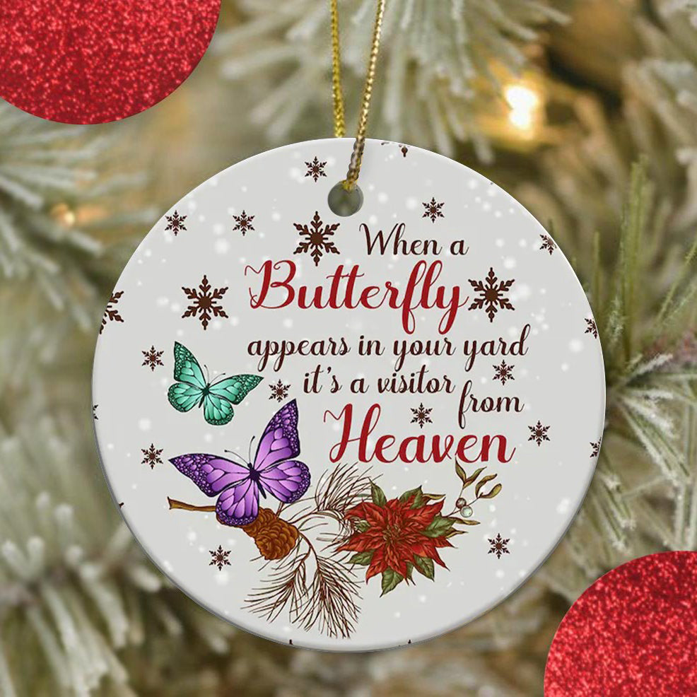 When Butterfly Appears Its Visitor From Heaven Ornament (Porcelain)