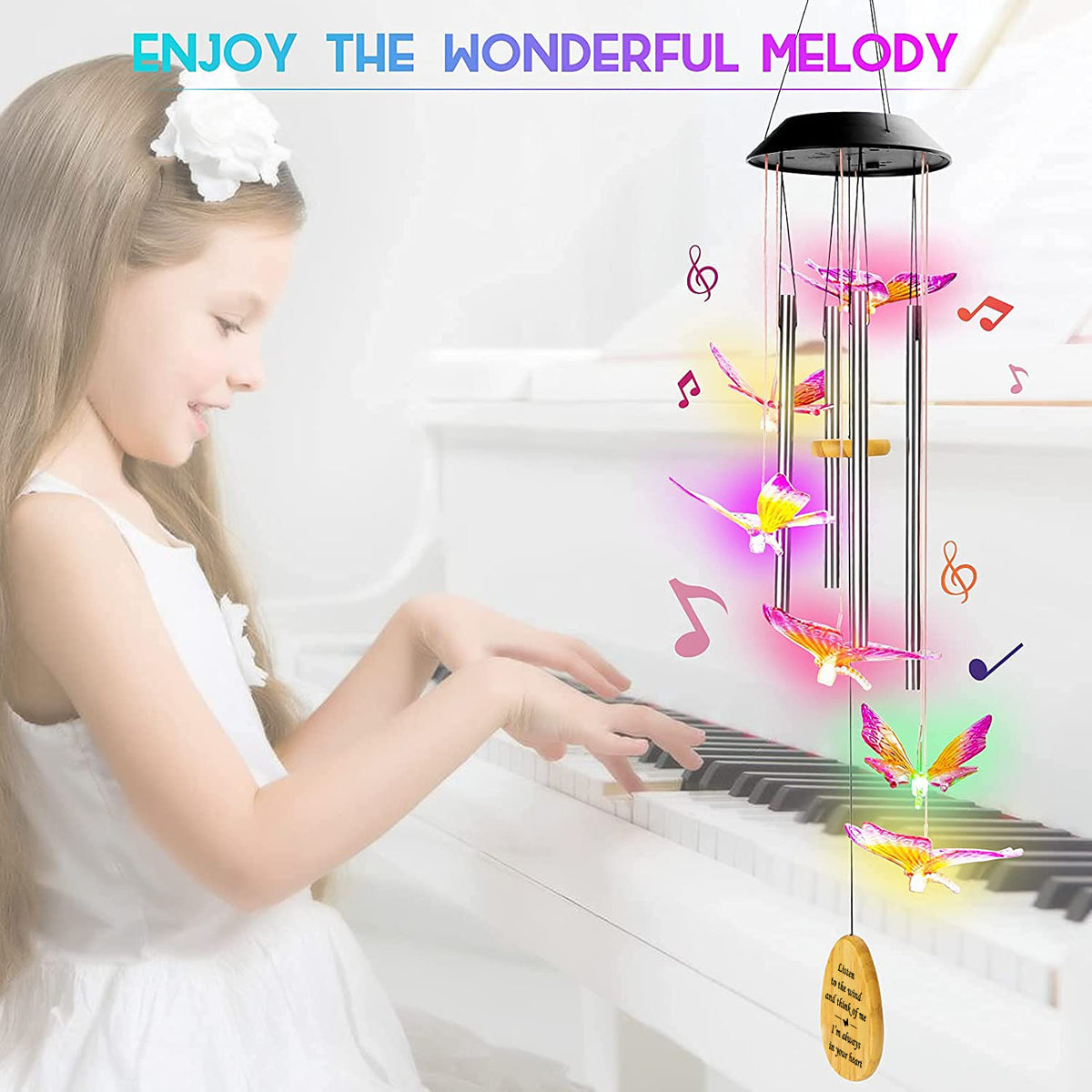 Butterfly Solar Memorial Wind Chimes